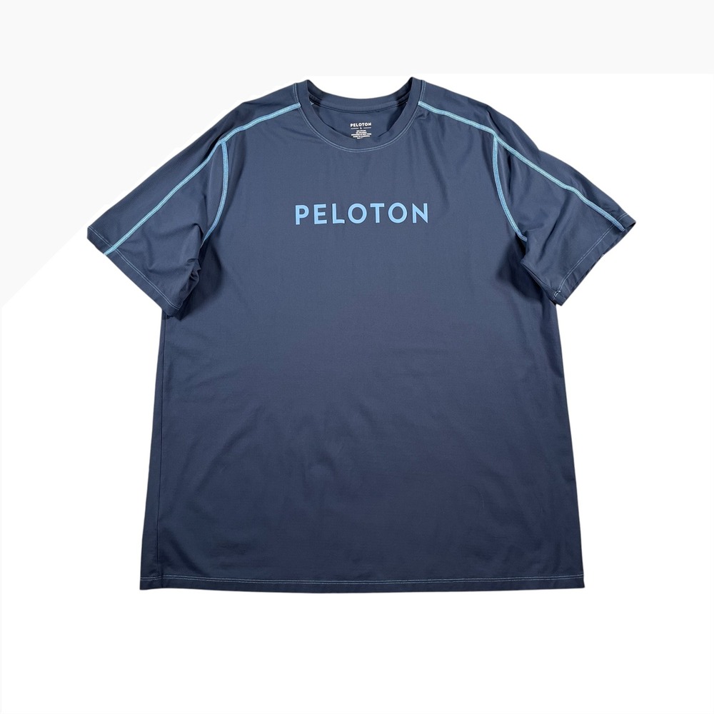 Peloton Mens Size Large Blue Short Sleeve Performance Graphic T-Shirt Athletic